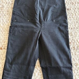 Black Maternity Moto Jeans - Stretch Knit Panel